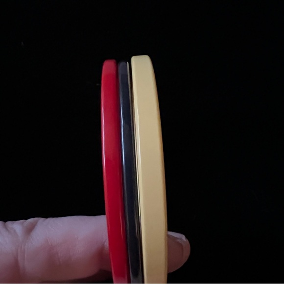 Bakelite Bangle Stack Bracelet Trio Red Yellow Blue Tested Vintage Lot Real - Picture 5 of 10